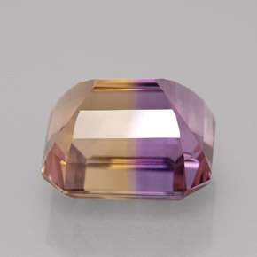 Ametrino bicolor natural de 8,22 ct, corte esmeralda, VVS