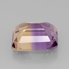 Ametrino bicolor natural de 6,02 ct, corte esmeralda, VVS
