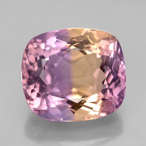 ametrino Bicolor natural de 7.47 ct, Corte Cojín, VVS