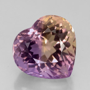ametrino Bicolor natural de 5.42 ct, Forma de corazón, VVS