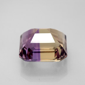 Ametrino bicolor natural de 6,01 ct, corte esmeralda, VVS