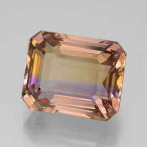 Ametrino bicolor natural de 8,03 ct, corte esmeralda, VVS