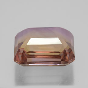 Ametrino bicolor natural de 8,03 ct, corte esmeralda, VVS