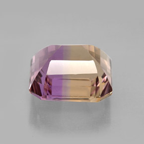Ametrino bicolor natural de 6,33 ct, corte esmeralda, VVS
