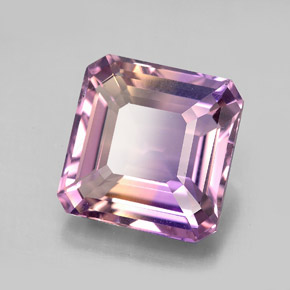 Ametrino bicolor natural de 8,21 ct, corte esmeralda, VVS-VS