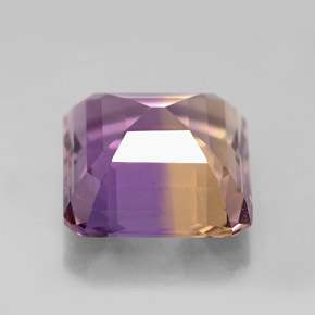 Ametrino bicolor natural de 8,21 ct, corte esmeralda, VVS-VS