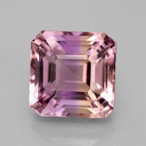 Ametrino bicolor natural de 7,37 ct, corte esmeralda, VVS-VS