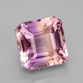 Ametrino bicolor natural de 7,37 ct, corte esmeralda, VVS-VS