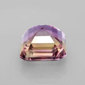 Ametrino bicolor natural de 7,09 ct, corte esmeralda, IF