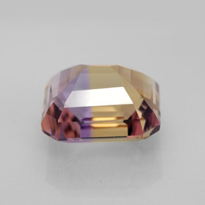 Ametrino bicolor natural de 7,32 ct, corte esmeralda, VVS