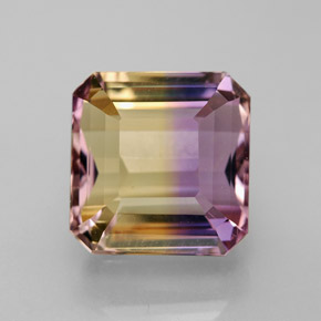 Ametrino bicolor natural de 6,74 ct, corte esmeralda, VVS