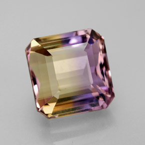 Ametrino bicolor natural de 6,74 ct, corte esmeralda, VVS