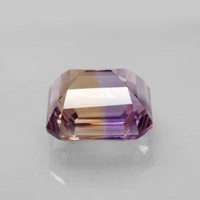 Ametrino bicolor natural de 5,79 ct, corte esmeralda, VVS