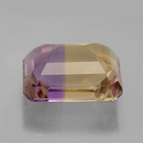 Ametrino bicolor natural de 7,94 ct, corte esmeralda, VVS