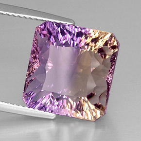 Ametrino bicolor natural de 10,91 ct, corte esmeralda, VVS-VS