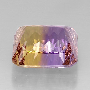 Ametrino bicolor natural de 14,51 ct, corte esmeralda, VVS-VS