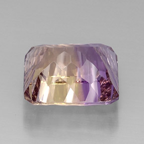 Ametrino bicolor natural de 12,66 ct, corte esmeralda, VVS-VS