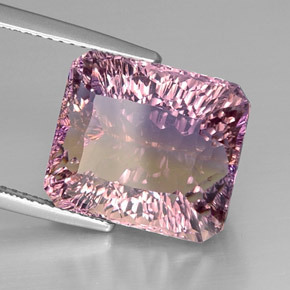 Ametrino bicolor natural de 13,31 ct, corte esmeralda, VVS