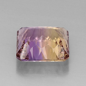 Ametrino bicolor natural de 9,01 ct, corte esmeralda, VVS-VS