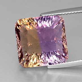 Ametrino bicolor natural de 12,12 ct, corte esmeralda, VVS-VS
