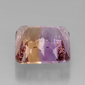 Ametrino bicolor natural de 12,12 ct, corte esmeralda, VVS-VS