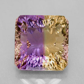 Ametrino bicolor natural de 10,35 ct, corte esmeralda, VVS