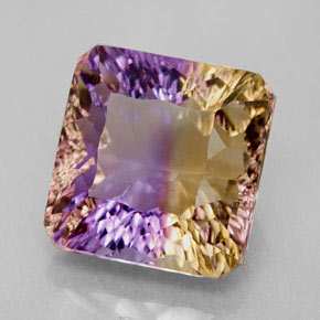 Ametrino bicolor natural de 10,35 ct, corte esmeralda, VVS
