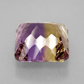 Ametrino bicolor natural de 10,35 ct, corte esmeralda, VVS