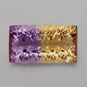 Ametrino bicolor natural de 11,79 ct, baguette, VVS-VS