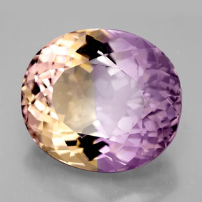 Ametrino bicolor natural de 14,82 ct, corte óvalo, IF