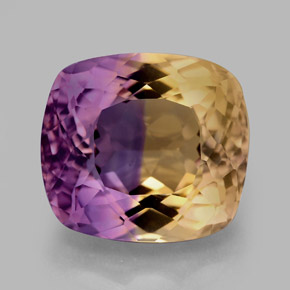 Ametrino bicolor natural de 10,08 ct, corte cojín, VVS-VS