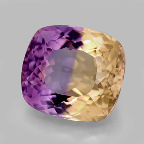 Ametrino bicolor natural de 10,08 ct, corte cojín, VVS-VS