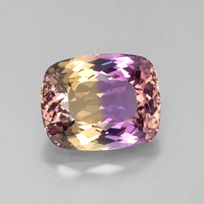 Ametrino bicolor natural de 11,72 ct, corte cojín, VVS