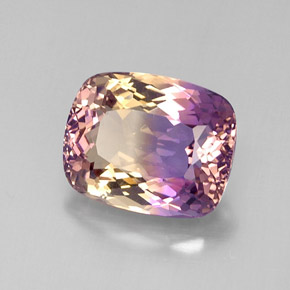 Ametrino bicolor natural de 11,72 ct, corte cojín, VVS