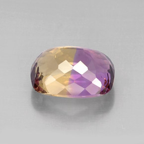 Ametrino bicolor natural de 11,72 ct, corte cojín, VVS