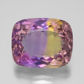 ametrino Bicolor natural de 10.47 ct, Corte Cojín, VVS
