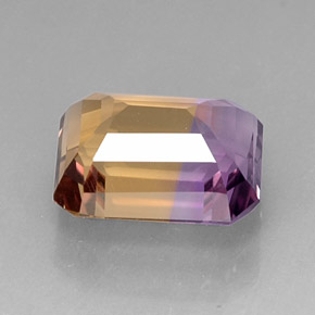 Ametrino bicolor natural de 9,78 ct, corte esmeralda, VVS