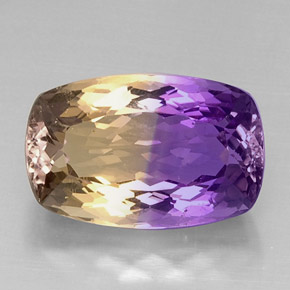 ametrino Bicolor natural de 12.47 ct, Corte Cojín, VVS-VS