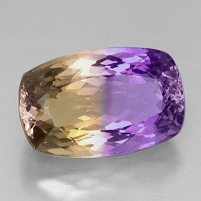 ametrino Bicolor natural de 12.47 ct, Corte Cojín, VVS-VS