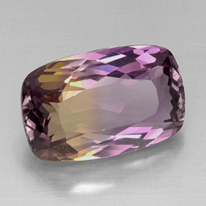 Ametrino bicolor natural de 10,66 ct, corte cojín, VVS