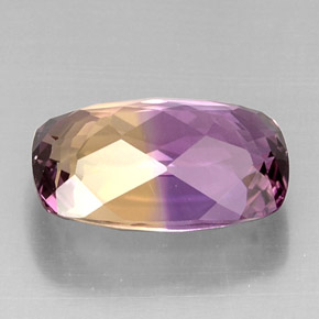 Ametrino bicolor natural de 10,66 ct, corte cojín, VVS