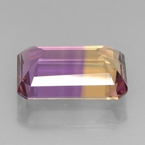 Ametrino bicolor natural de 10,41 ct, corte esmeralda, VVS-VS