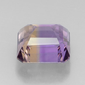 Ametrino bicolor natural de 12,11 ct, corte esmeralda, VVS