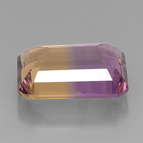 Ametrino bicolor natural de 11,28 ct, corte esmeralda, VVS-VS