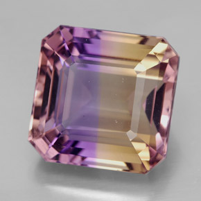 Ametrino bicolor natural de 10,83 ct, corte esmeralda, VVS-VS