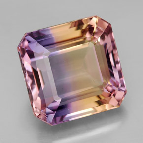 Ametrino bicolor natural de 10,83 ct, corte esmeralda, VVS-VS