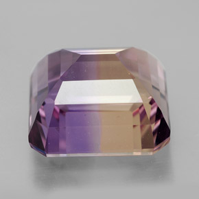 Ametrino bicolor natural de 10,83 ct, corte esmeralda, VVS-VS