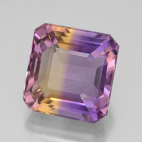 ametrino Bicolor natural de 11.07 ct, corte esmeralda, VVS