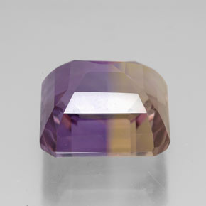 ametrino Bicolor natural de 11.07 ct, corte esmeralda, VVS