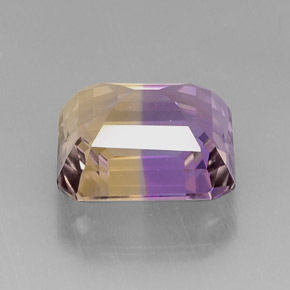 Ametrino bicolor natural de 9,94 ct, corte esmeralda, VVS